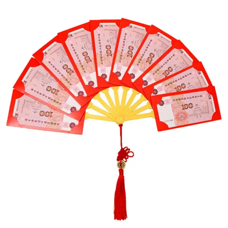 

Folding Fan Red Envelope Shape Folding Fan Chinese New Year Decoration Innovative Party Props For Christmas New Year