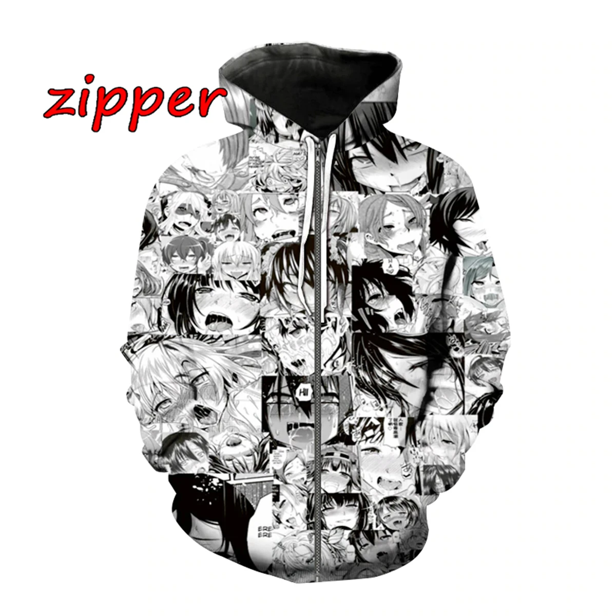 

Новинка 2023, модный весенне-осенний черно-белый мультяшный свитер с капюшоном, пуловер, 3D свитер, цифровая печать, модный Халат