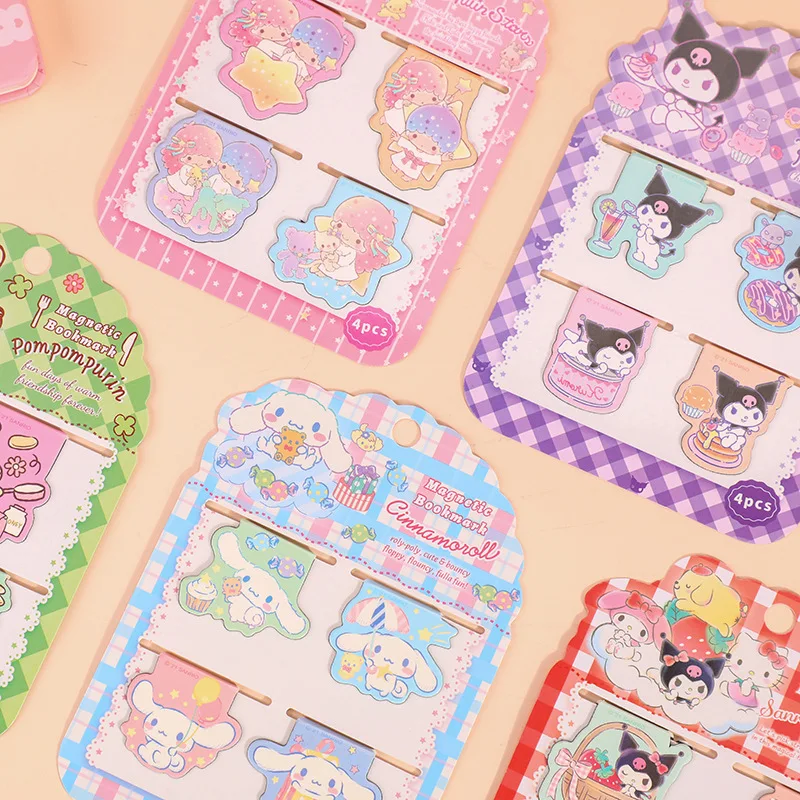 

Kawaii Sanrios аниме Kuromi мультфильм магнитные закладки Kt Cat милые клипсы My Melody Cinnamoroll зажимы для книг для студентов