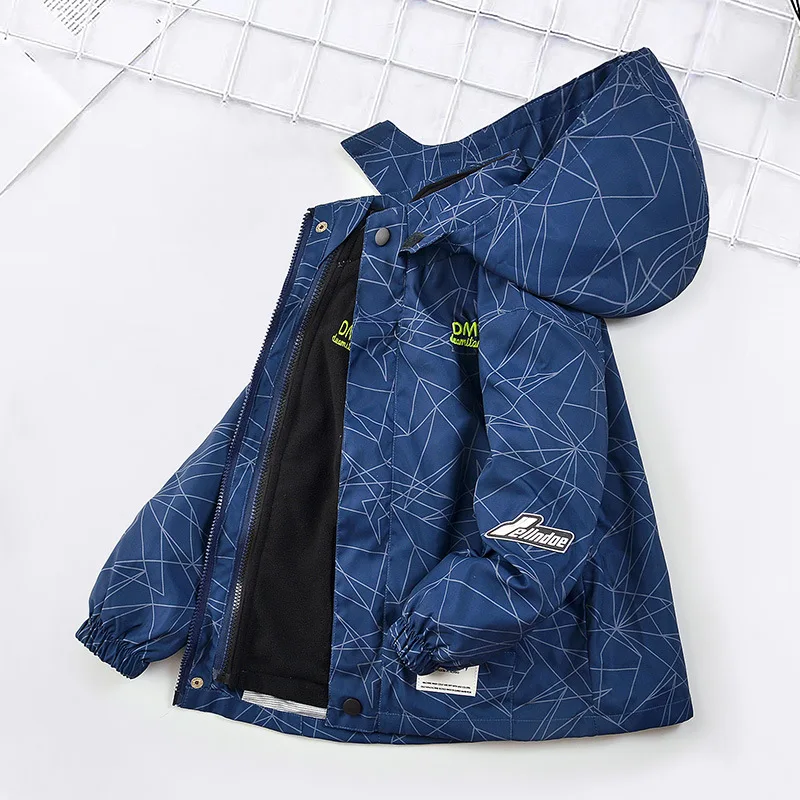 

Пальто для мальчиков, детская Лыжная одежда, детская одежда из новой коллекции осени 2022 года, съемная ветрозащитная одежда