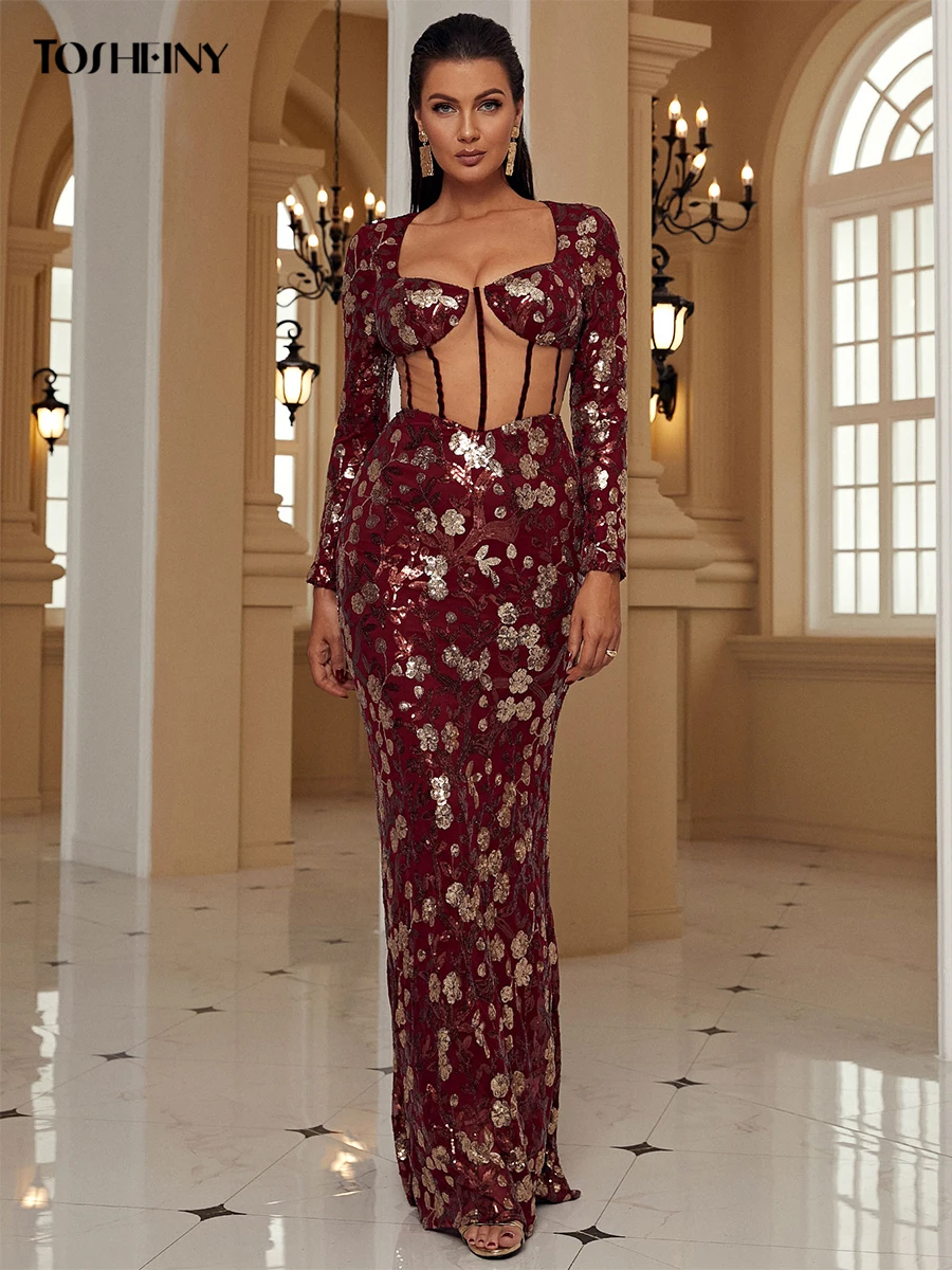 Tosheiny сексуальное вечернее платье для вечерние милое с блестками выпускного