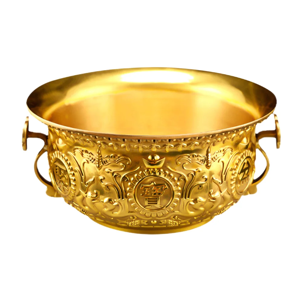 Exquisite Copper Cornucopia Decoration Household Treasure Basin Decor (Golden)