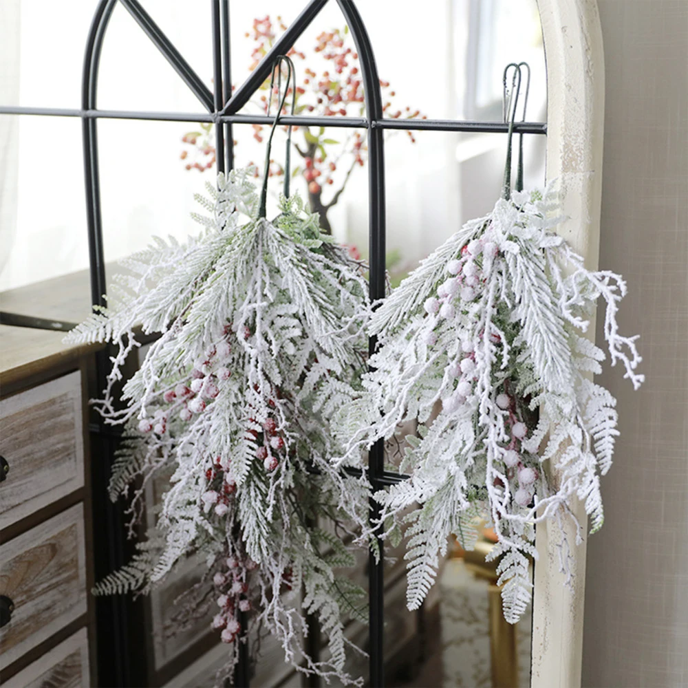 

Upside Down Hanging Decorative Artificial Plants Tree Wreath Festival Door White 45cm Garland Simulation Christmas Decoration