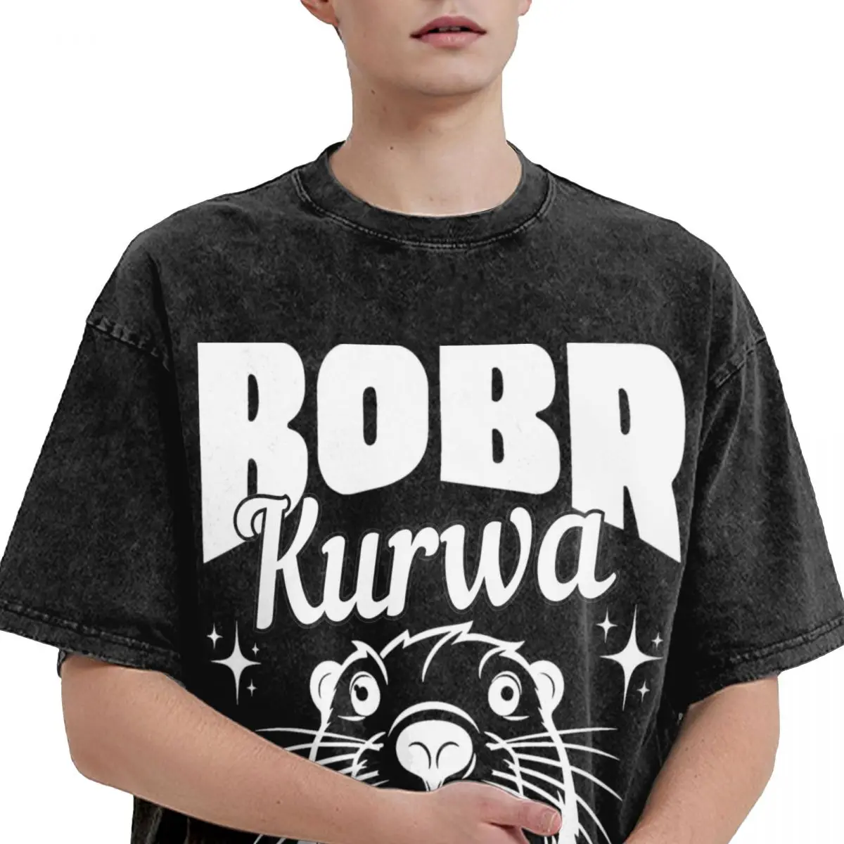 Футболки Bober Bobr Kurwa в стиле хип-хоп стираная футболка Харадзюку с короткими