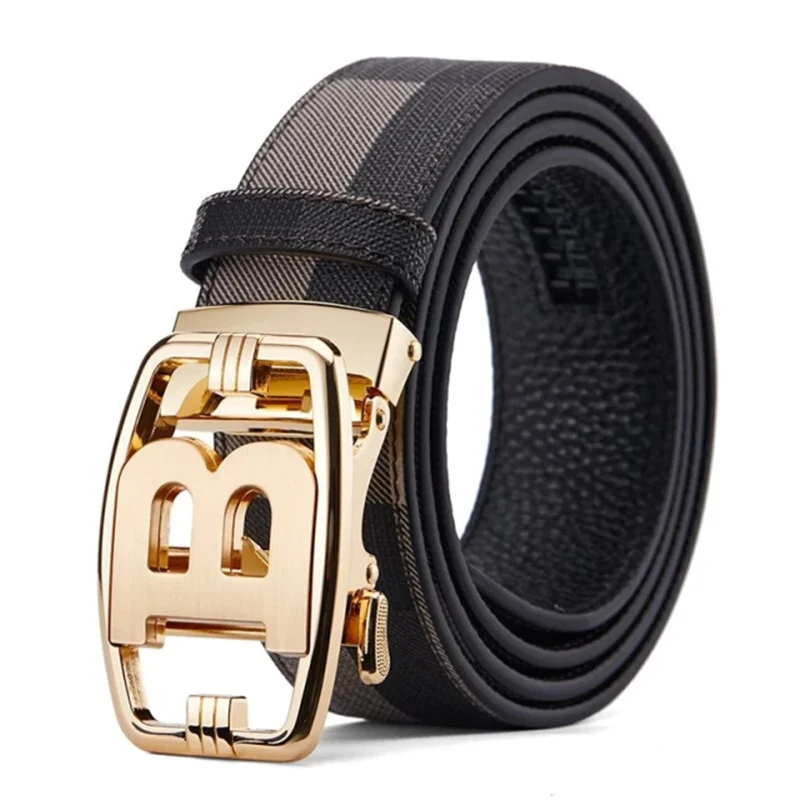 2023 New Men Belt Metal Luxury Brand Automatic Buckle Canvas Leather Belt High Quality Belts for Men Business Work Casual Strap