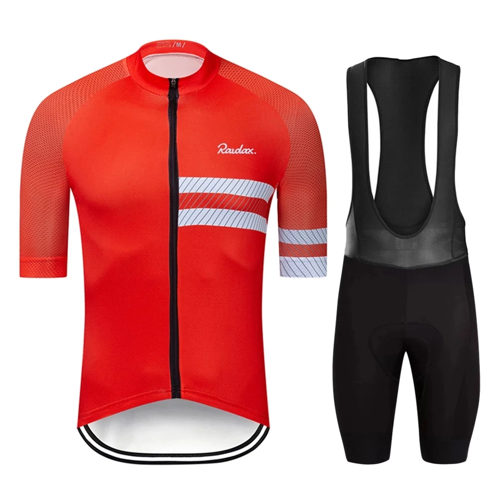 Купи 2022 Red New Raudax Cycling Jersey Set Short Sleeve for Men Anti-UV Bike Cycling Jersey Set Bicycle Team Summer Cycling Clothing за 386 рублей в магазине AliExpress