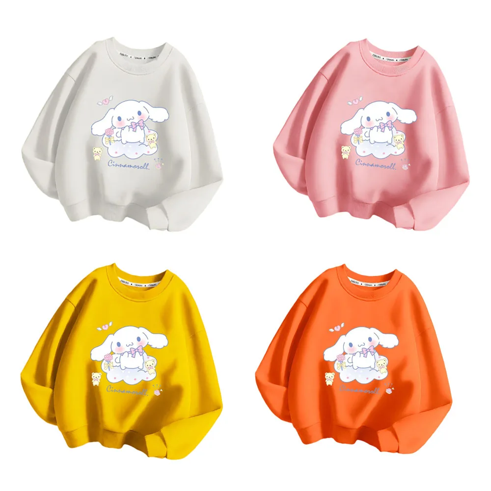 

Sanrios Anime Kawaii Cinnamoroll Children Sweater Autumn Winter Boys Girl All Cotton Long Sleeved Round Neck Tops Kids Gifts