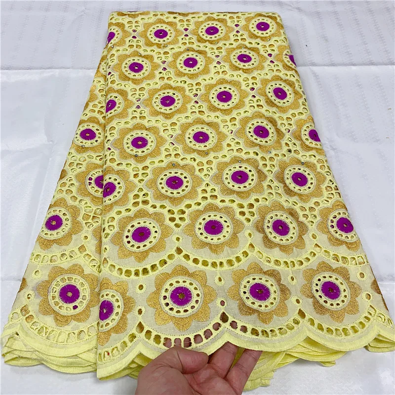 

Швейцарская Кружевная Ткань 5 ярдов, новейшая тяжелая африканская вышивка бисером, 100% хлопчатобумажная ткань, швейцарская вуаль, кружево, популярный Дубайский стиль 9L09141