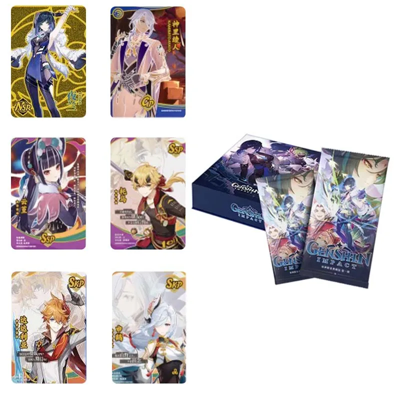 

Genshin Impact Cards Anime Collection Games Christmas Carts Playing Board Children Gift Game Table Kids Toys