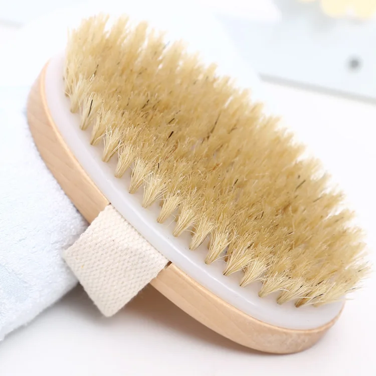 

1Pcs Nature color Adult Wood/Natural Bristle Bathing Brushes SPA Exfoliating Brush Shower Supplies Wet Dry Skin Body Massager