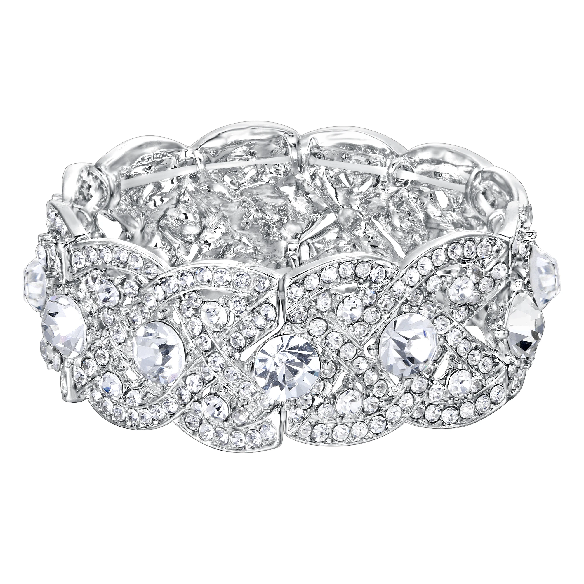 

Elastic Bracelet Women Iced Out Art Deco Tennis Bridal Bride Crystal Wedding Wristband Bridesmaid Party Jewelry Gift