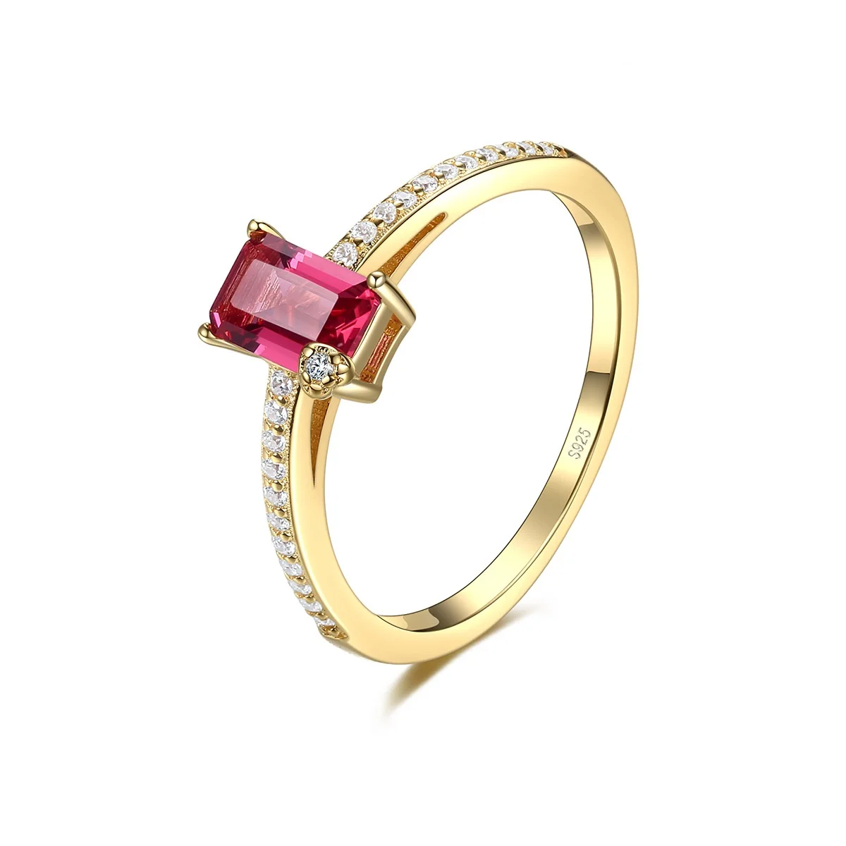

Изящные Ювелирные изделия PSJ, элегантные покрытые 18-каратным золотом обручальные кольца для женщин с розовым и красным драгоценным камнем