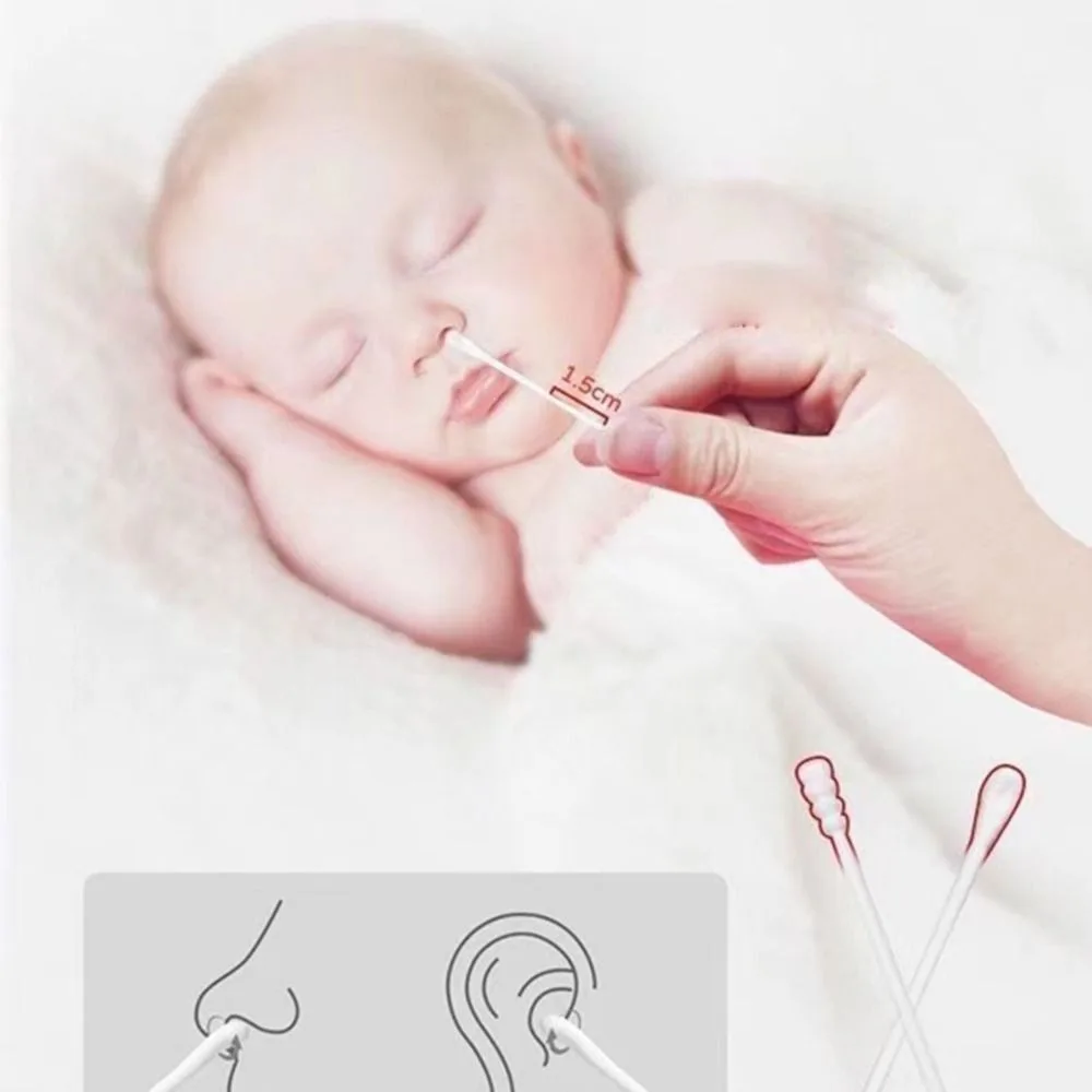 

Multi-purpose Double Head Water Drop Fluorescent Agent Free Baby Cotton Swab Cotton Buds Baby Nursing Supplies Cleaning Tampons