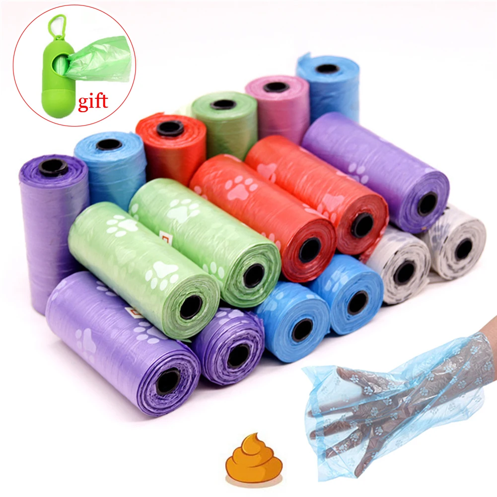 

Одноразовые пакеты для собак с принтами лап, сумка для щенков, принадлежности для уборки на открытом воздухе, навальные пакеты и мешки для мусора, диспенсер