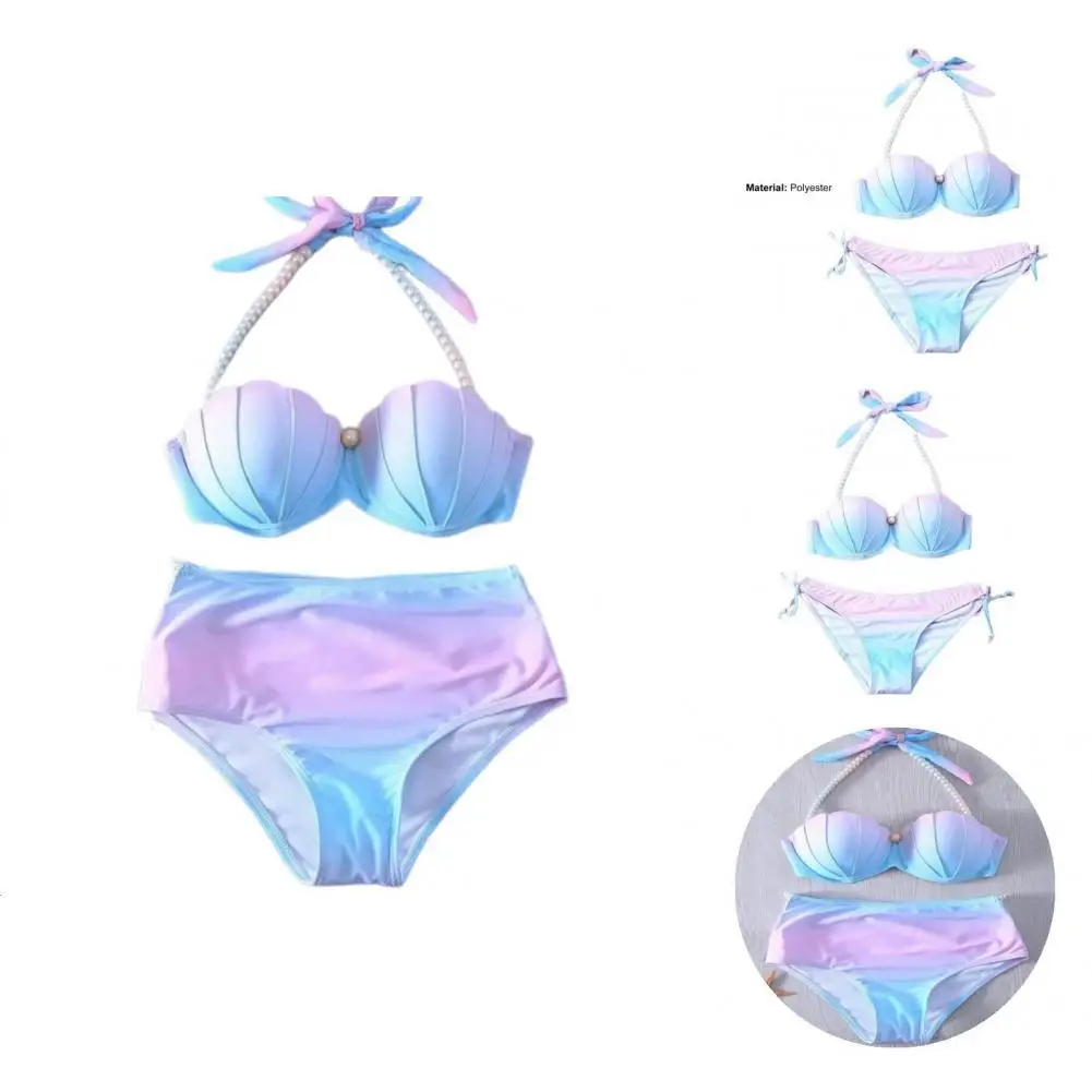 

2Pcs/Set Popular Bathing Suit Colorful Ladies Women Swimwear High Stretch Off Shoulder Swimwear