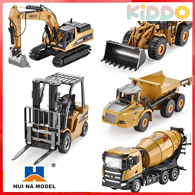 

HUINA 1:50 Alloy Excavator Dump Truck Vehicle Model Diecast Metal Model Engineering Bulldozer Loader Car Toys for Boys Children