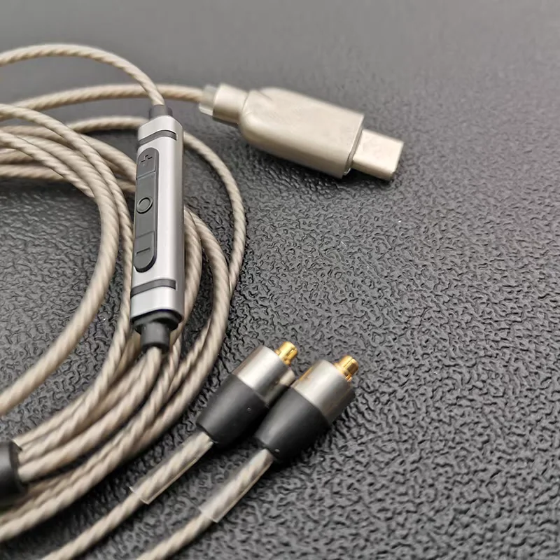Фото Кабель для наушников MMCX Type-C с серебряным покрытием, улучшенный, для XR Max11, с аудиодекодером, усилителем и микрофоном №3