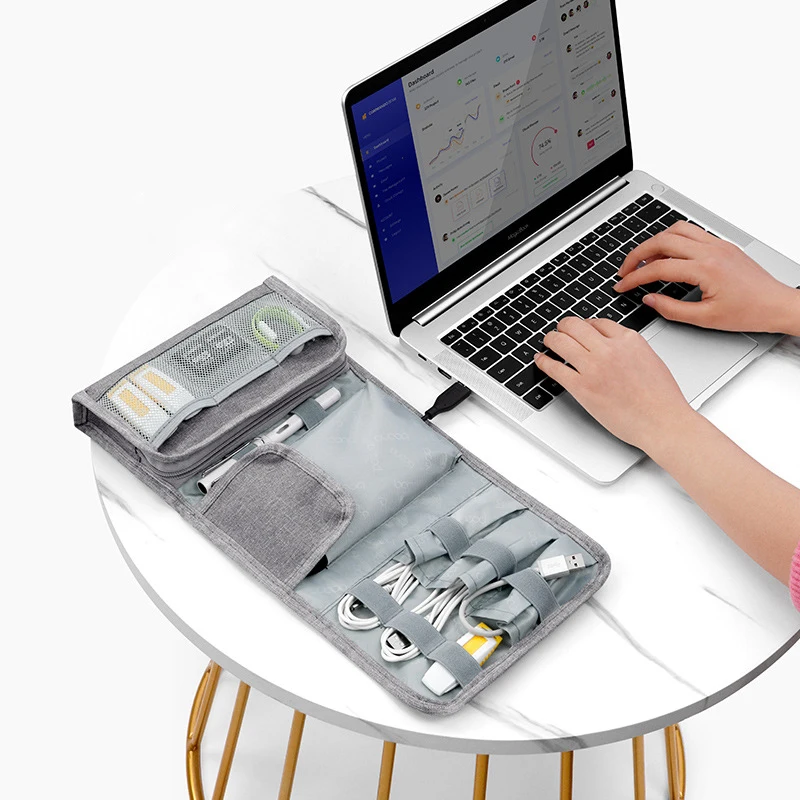 Oxford Trifold Electronic Storage Bag Digital Organizer U Disk Power Bank earphone Data cable Electronic Gadget Protection Pouch