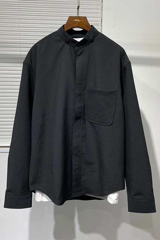 Owen Seak Men Casual Shirt Gothic Men's Clothing Hip Hop Tops Tees Spring Autumn Oversized High Street Long Sleeves Black Shirt