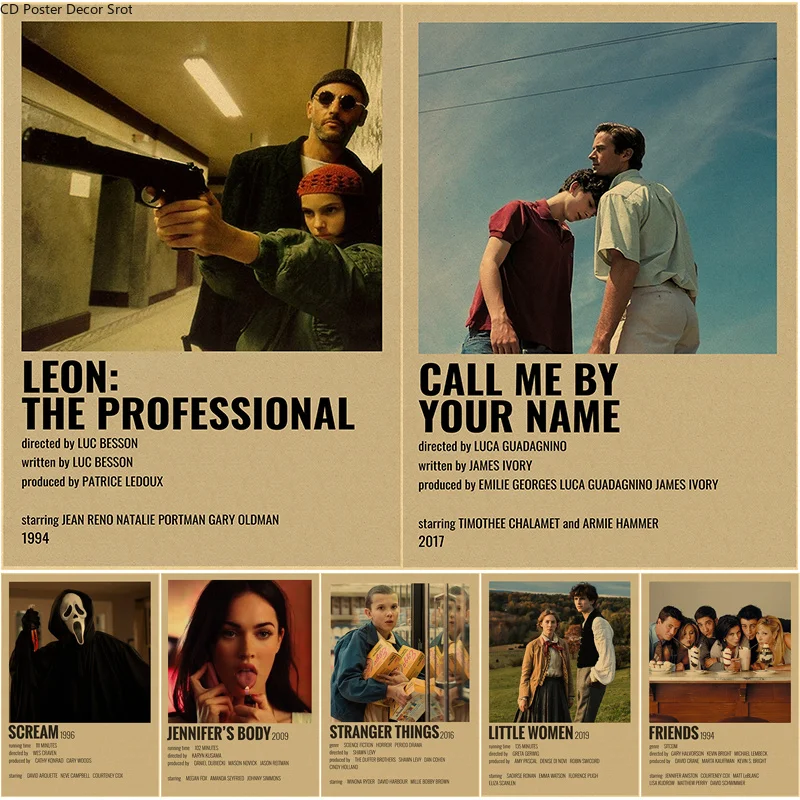 

Постеры в стиле ретро из классического аниме фильмы Леон друзья Дженнифер из крафт-бумаги винтажные домашние Декорации для комнаты бара ка...