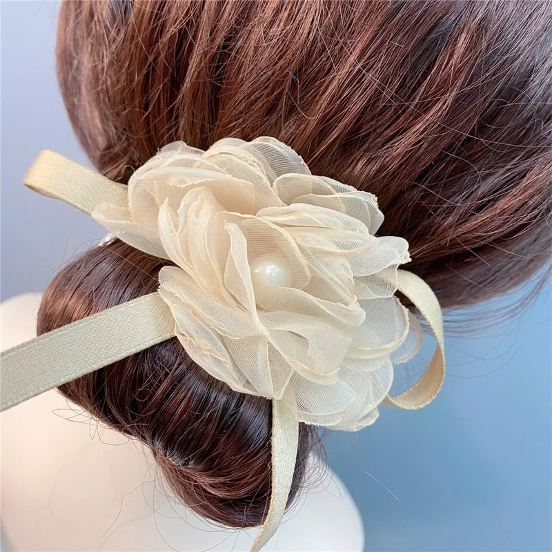 

Женское кольцо для волос из органзы, с жемчугом