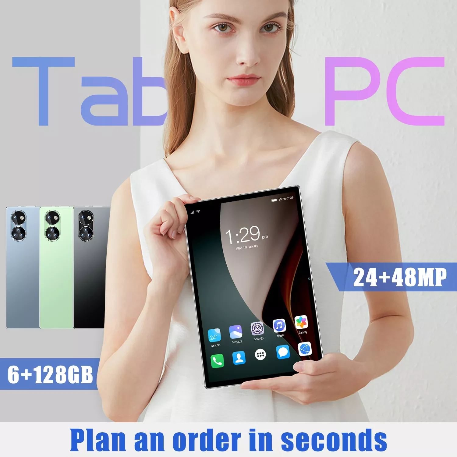 

Планшет Tab 13, экран 10,1 дюйма FHD +, 6 ГБ 128 ГБ, Восьмиядерный процессор MTK Helio G85, 8000 мАч, камера 13 МП, Android 12