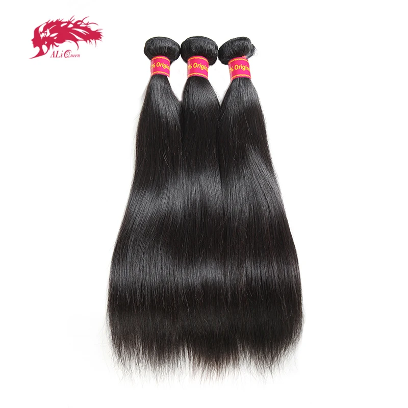 Ali Queen Hair 3/4pcs Brazilian Raw Virgin Hair Weave Bundles 8"~34" Natural Color Straight Hair Unprocessed Human Hair Weaving