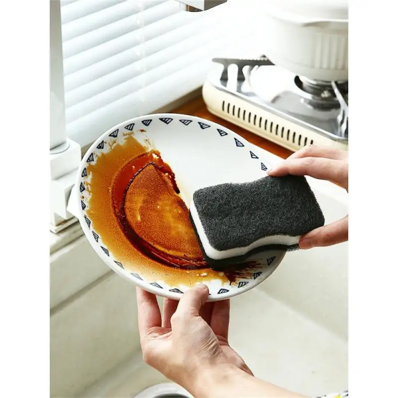 

33g Scouring Pad Large Friction Dishwashing Sponge Fine Mesh Imitation Loofah Sponge Sink Cleaning Tools Black Sponge Wipe