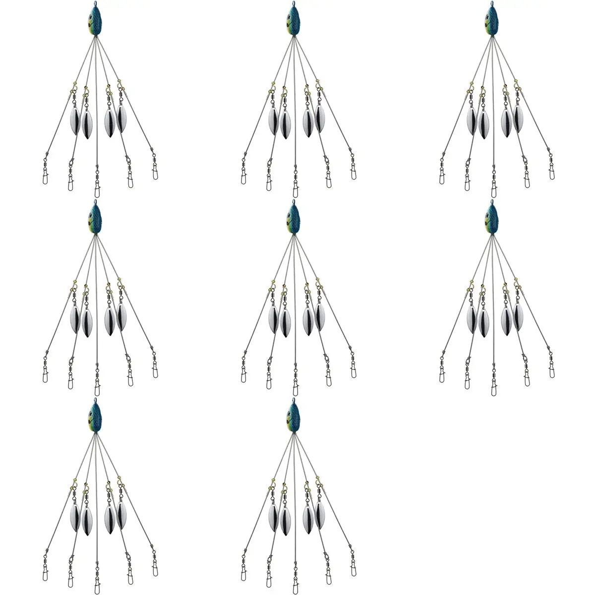 Фото Набор оснасток A06F-8X Alabama Umbrella Rigs для ловли баса и стриперса, приманки-свимбейты для пресноводной рыбалки, синий цвет №4