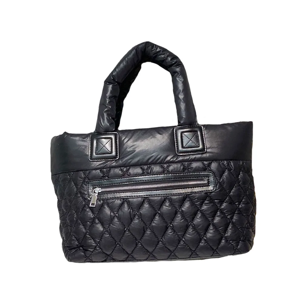 Women Autumn Winter Handbags Korean Fashion Cotton Jacket Space Cotton Air Bag Black Versatile Handheld One Shoulder Down Bag