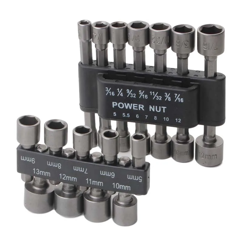 

9+14pcs Drill Bit Adapter Hexagon Nut Driver Drill Bit Socket For Electric Screwdriver Tools 1/4 Inch Hex Shank 5-13mm Inner Hex