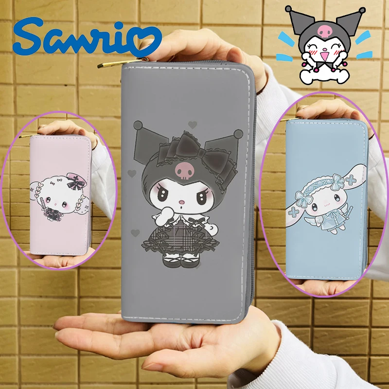 Длинный кошелек на молнии Sanrio Kuromi темный в стиле Лолиты Hello Kitty мульти-Рисунок