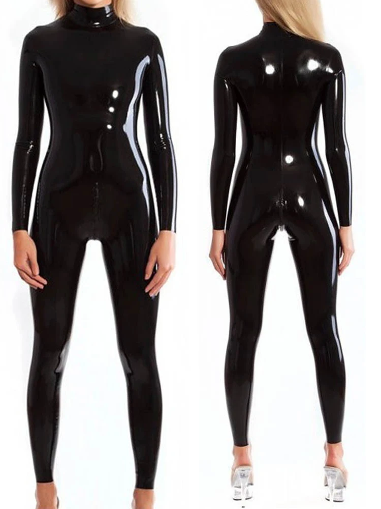 

Sexy Black Coverall Bodysuit Adult Latex Ammonia Catsuit For Men and Women Unisex Jumpsuit Bodysuit No Hood Tailored 12 Colors