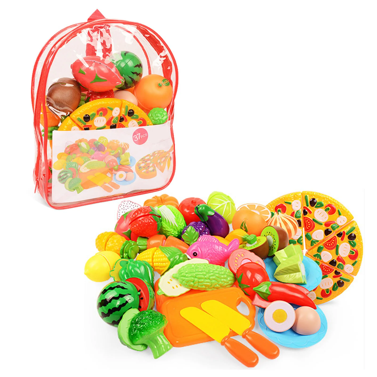 

37Pcs/Set Kids Simulation Kitchen Toy Classic Wooden Fruit Vegetable Cutting Educational Montessori Toy For Children Gift