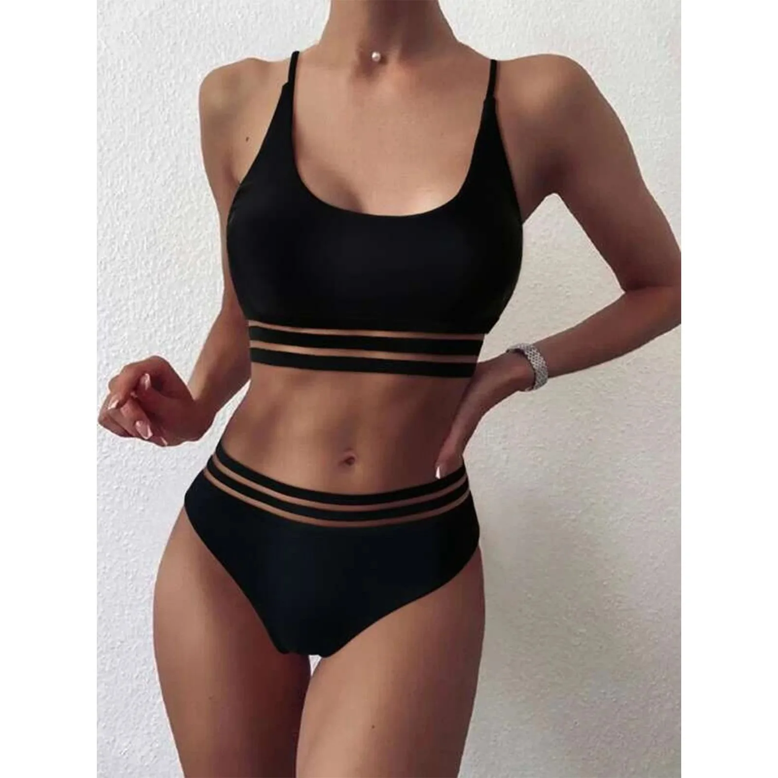 

Solid High Waist Bikini 2022 Woman Swimsuit 2 Pieces Push Up Bikini Set Sexy Beach Wear Swim Suit Women Swimwear Bathing Suit
