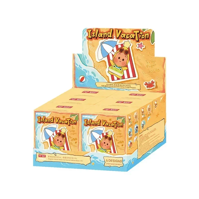 Фото POP MART POP BEAN Серия «Островной Отпуск» Магнит на холодильник, Слепая коробка, Сюрприз-пакет, Милая мини-кукла, Аниме-фигурка, Настольное украшение №1