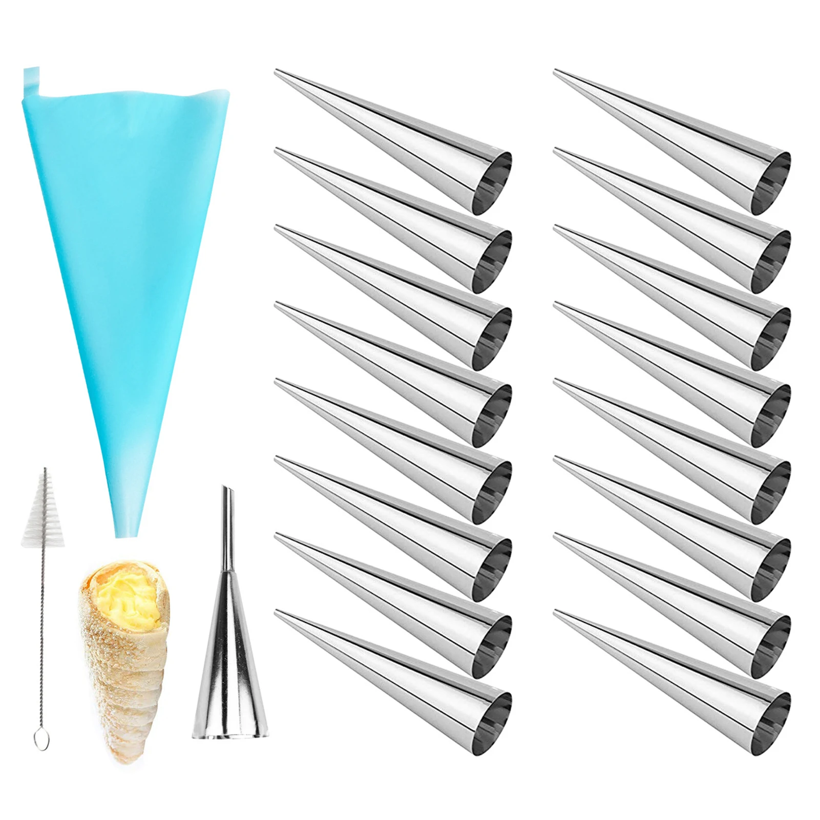

Kitchen Stainless Steel Baking Cones Horn Pastry Cake Moulds Conical Mold Spiral Baked Croissants Tubes Cookie Dessert Tool