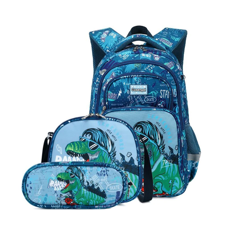 S For Teenager Girls Boys Cartoon Dinosaur Anime Backpack Lu
