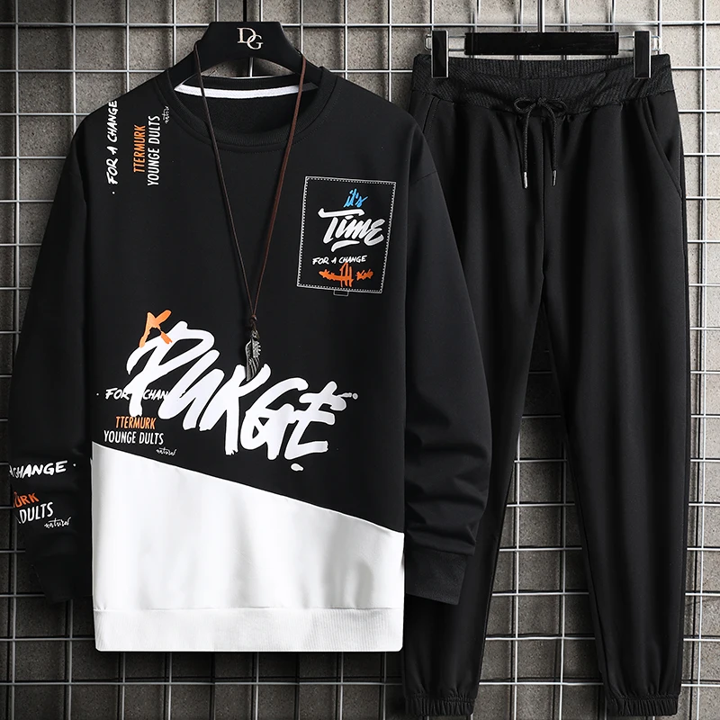 

2022 New Men's Sets Spring Autumn Japan Fashion Streetwear Sets Men Long Sleeve Sweatshirt+Sweatpants 2 Piece Set Men's Clothing