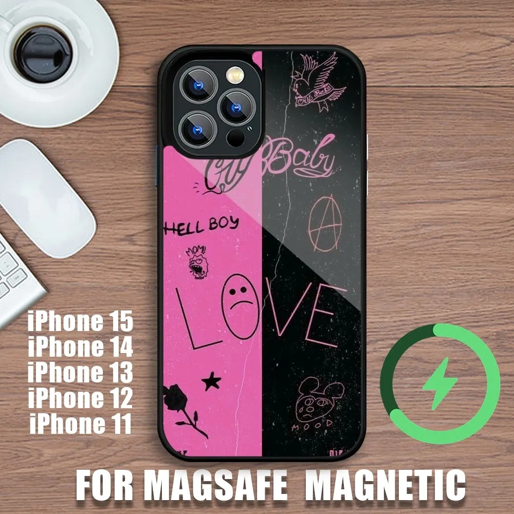 Чехол для телефона Lil Peep Singer iPhone 11 12 13 14 15 Plus Pro Max с зарядкой Magsafe магнитный