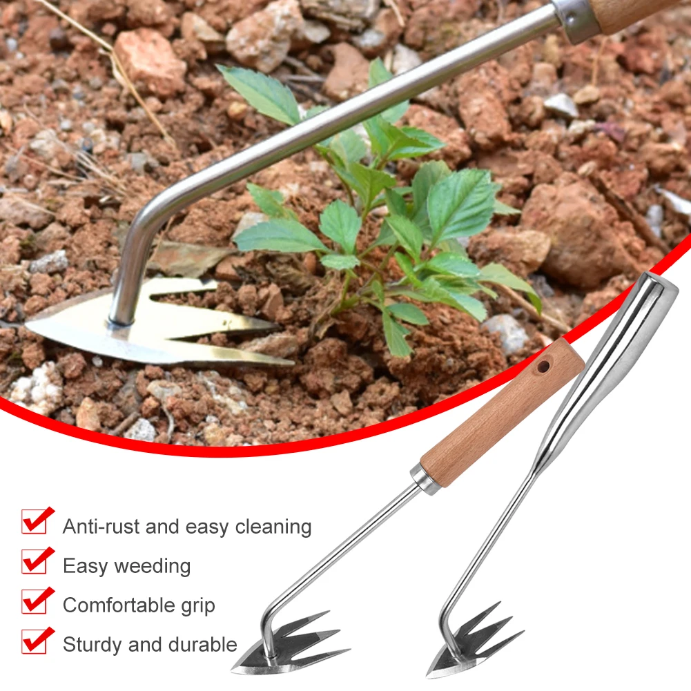 

Universal Stainless Steel Weeding Rake Harrow Handheld Steel Weeding Hoe Hand Weeding Removal Puller Household Gardening Tools