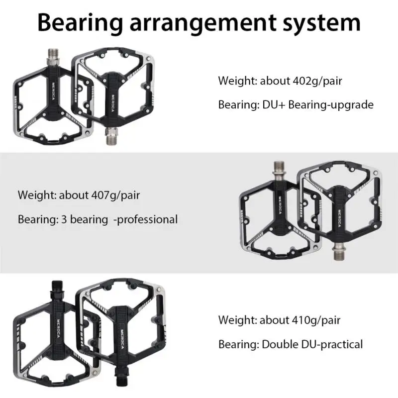 

Педаль для езды на велосипеде с 3 подшипниками, Нескользящие, двойные Du, алюминиевый сплав, прочная велосипедная педаль, велосипедные аксессуары, противоскользящая гвоздь