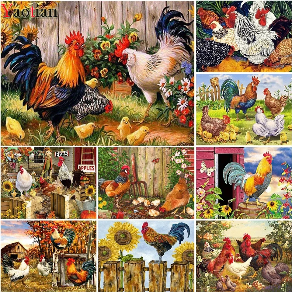 

Алмазная живопись, животные, курица, алмазная вышивка 5D, алмазная живопись «сделай сам», полноразмерная/круглая вышивка, Алмазная мозаика