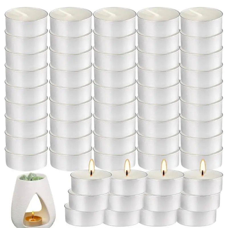 

Tealight Tea Candles Smokeless European Unscented Candles 50pcs 4 Hour Long Burning Candles For Festival Wedding Party Home