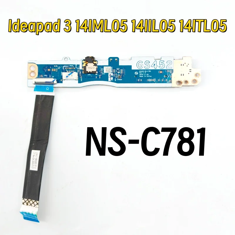 Фото Плата аудиоинтерфейса, кнопки питания и считывателя SD-карт GS452 NS-C781 для ноутбуков Lenovo Ideapad 3 14IML05, 14IIL05, 14ITL05, полностью протестирована, исправна. №1