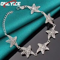 925 sterling silver six starfish mesh bracelet ladies fashion glamour party wedding engagement high jewelry