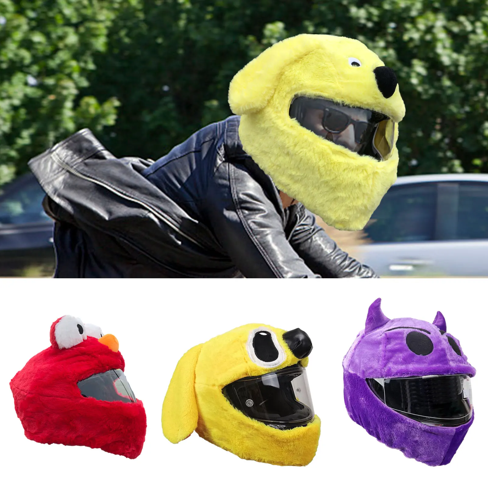 

Motorcycle Helmet Covers Funny Cartoon Plush Helmet Protective Cover Helmet Full Face Covers Personalized Helmets Accessories