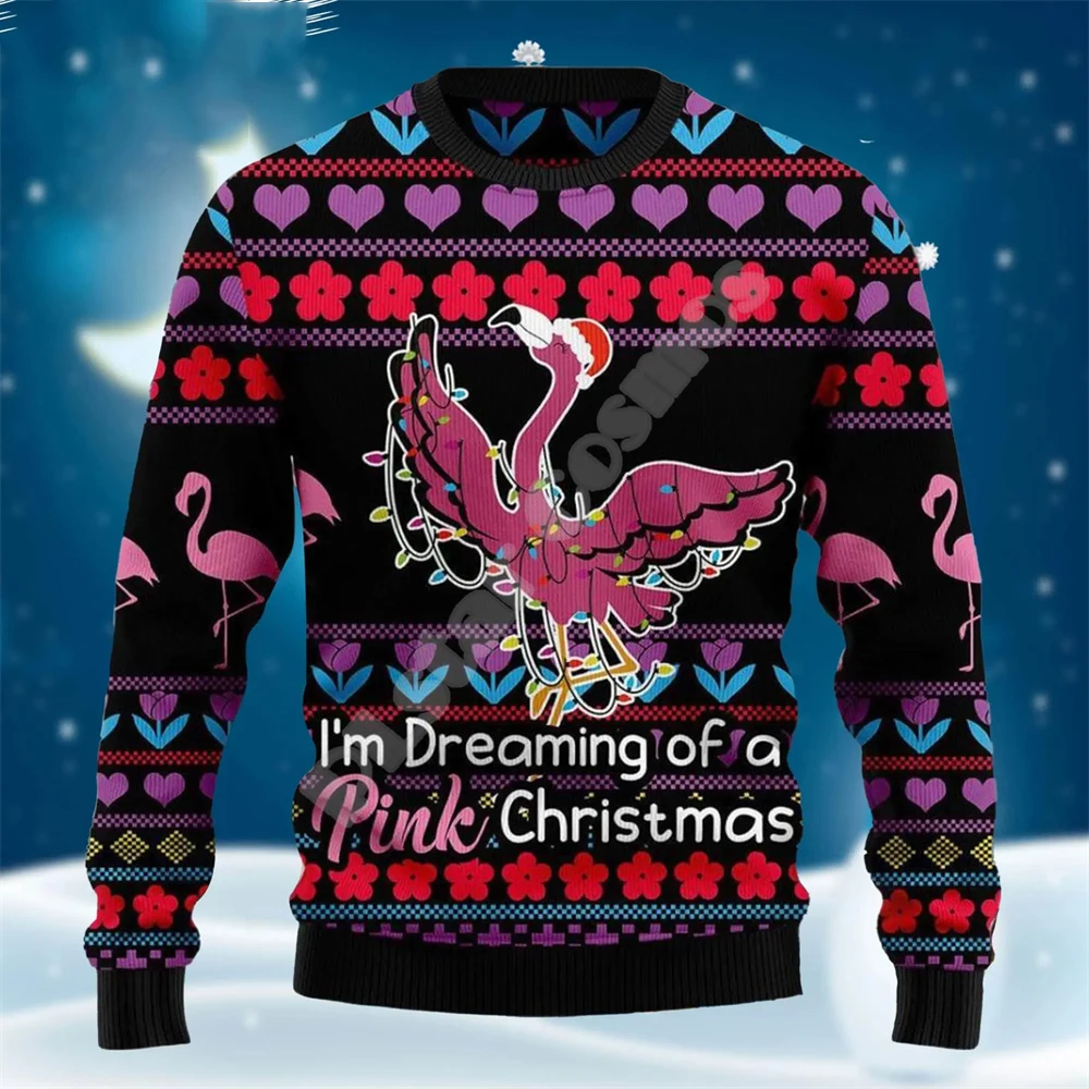 Рождественский свитер с рисунком рождественской елки Санта Клауса тату животных