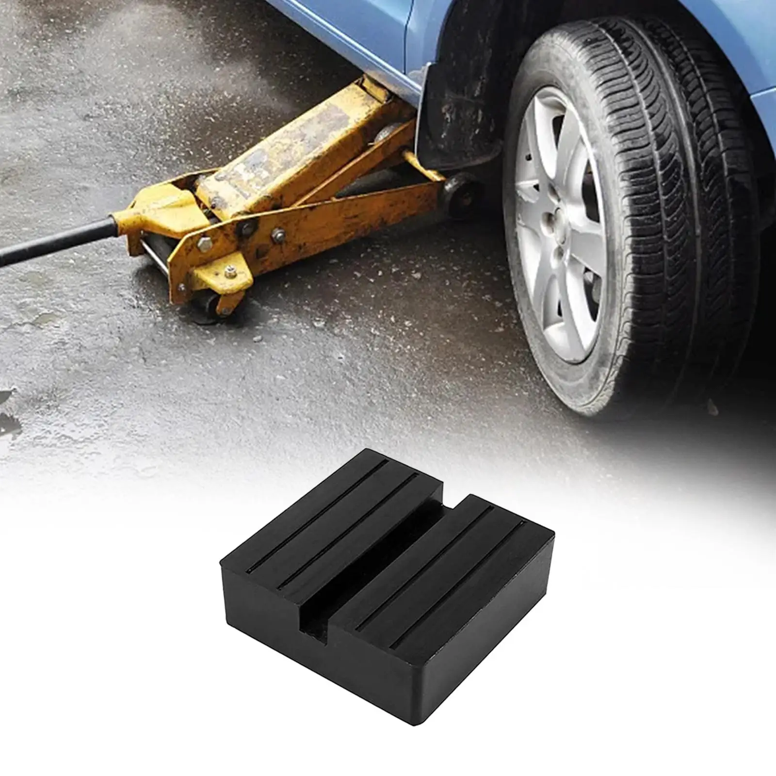 

Car Jack Rubber Pad Universal Heavy Duty Vehicle Square Slotted Frame Jack Adapter Weld Side Frame Rail Protector Accessory Tool