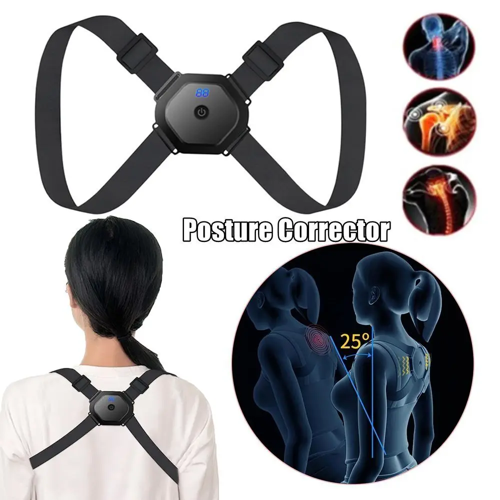 

LCD Display Posture Corrector Black Color Back Posture Corrector Portable Back Corrector Rectifier for Women Men Adult Kids
